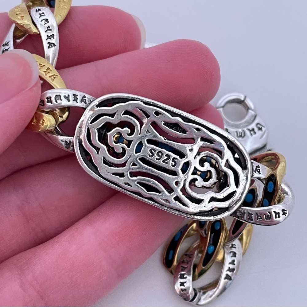 Vintage Chinese STERLING SILVER Gold Plated Turquoise Unique Whimsical Bracelet - Picture 9 of 16
